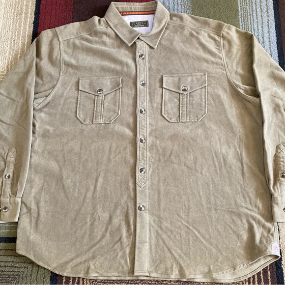 J.L. Powell Sporting Life Heavy Cotton Green Button Shirt Jacket Men's Size 2XL - Picture 2 of 10